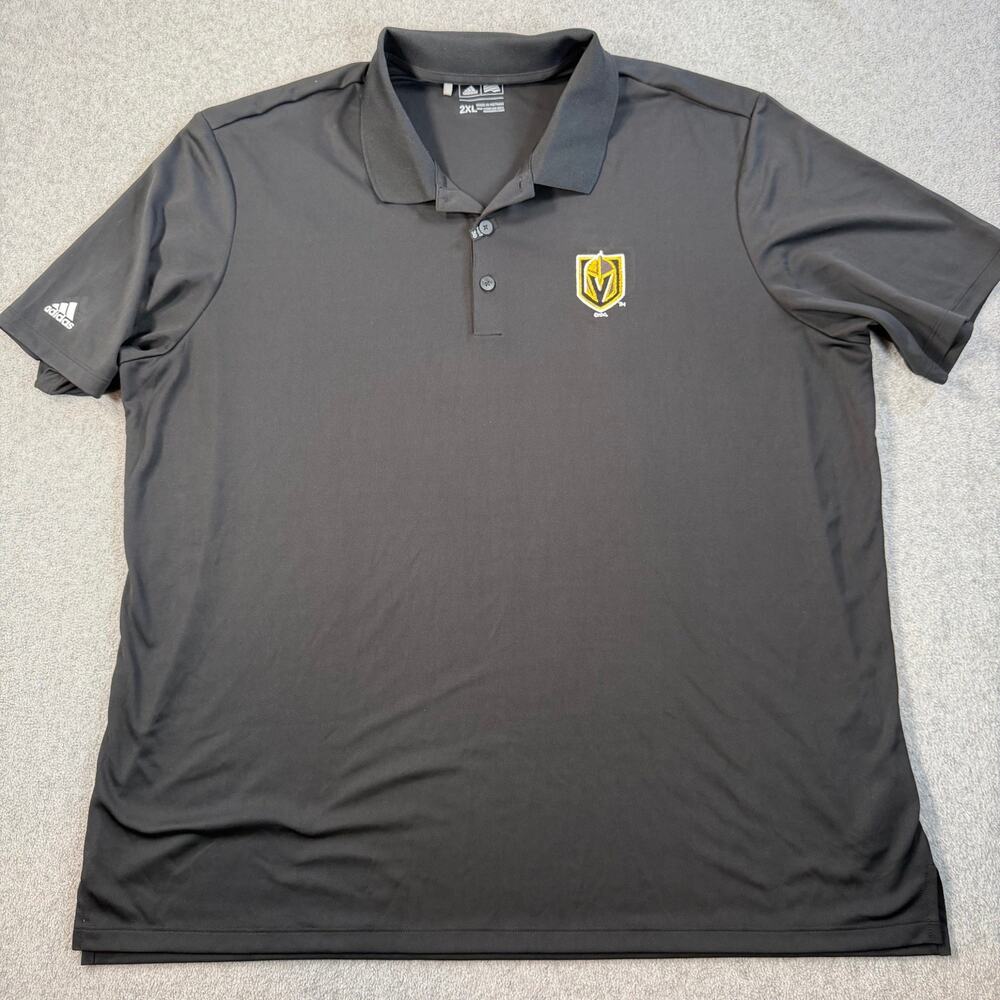 Las Vegas Golden Knights NHL Men's 2XL Black Polo Shirt Adidas UPF 30